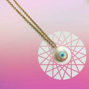 Evil eye pendent with gold plated chain